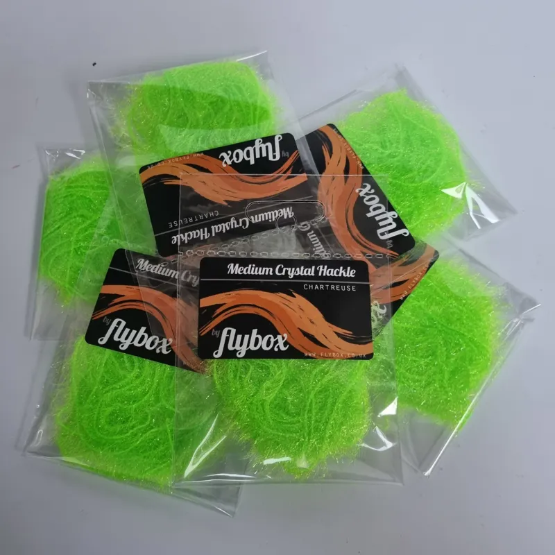 Flybox Medium Crystal Hackle in Chartreuse